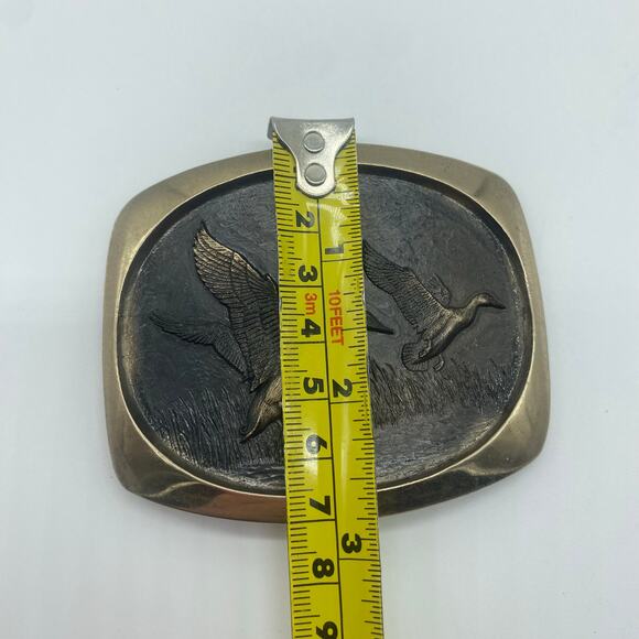 Steven l knight sculpture/1000 - Gem Steven L Knight Sculpture Belt Buckle Solid Bronze 1980 Ducks in Flight Vintage